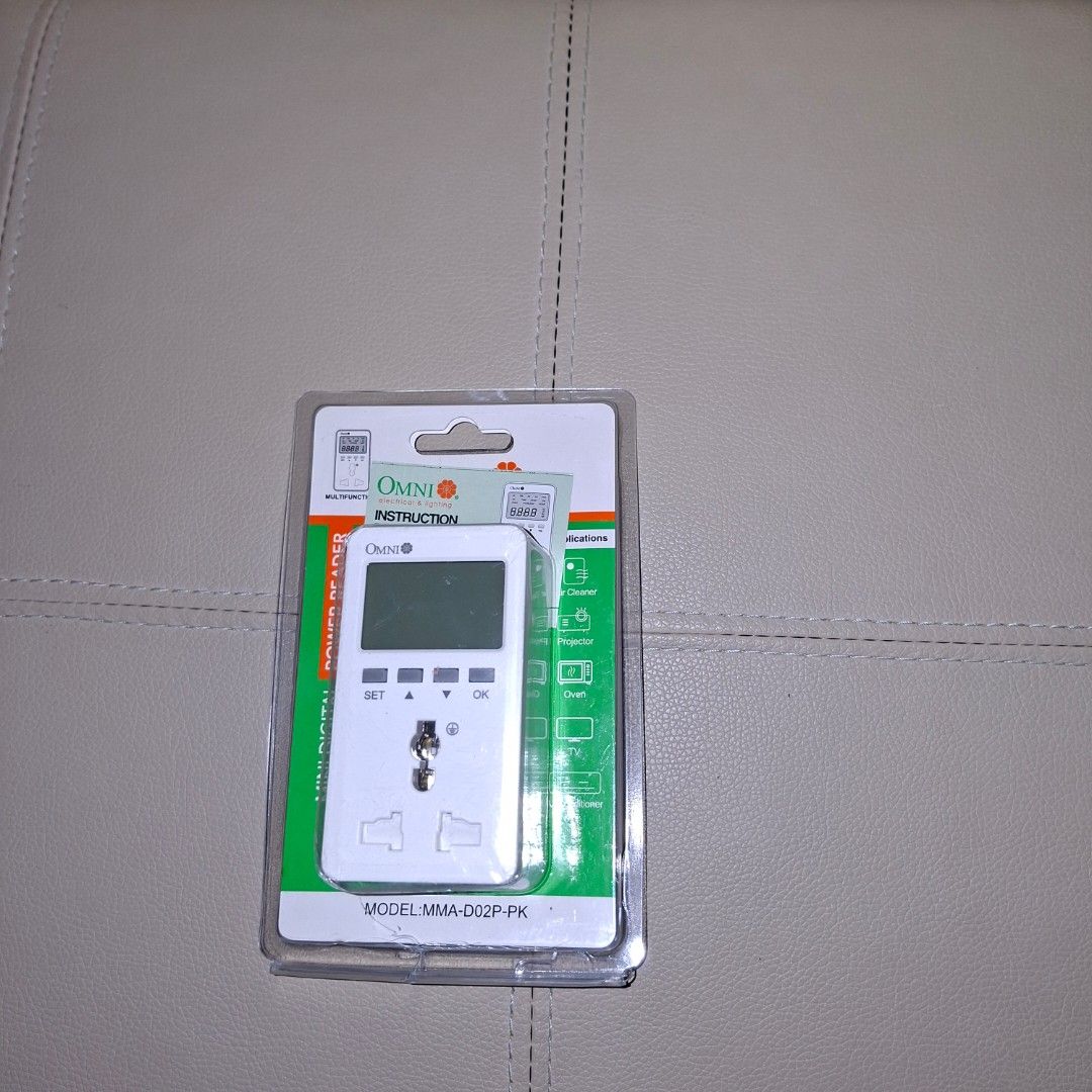 Omni Mini Digital Power Reader MWA-002P-PK (Category: Cables & Adaptors) located in Pasig City. Submitted by mr.bargaindeal (Listing ID 1434231910, Image 2). Description: - Omni Mini Digital Power Reader - Model: MWA-002P-PK - Brand new, in original packaging - Features a digital display - Designed for measuring power consumption - Includes a three-prong plug.