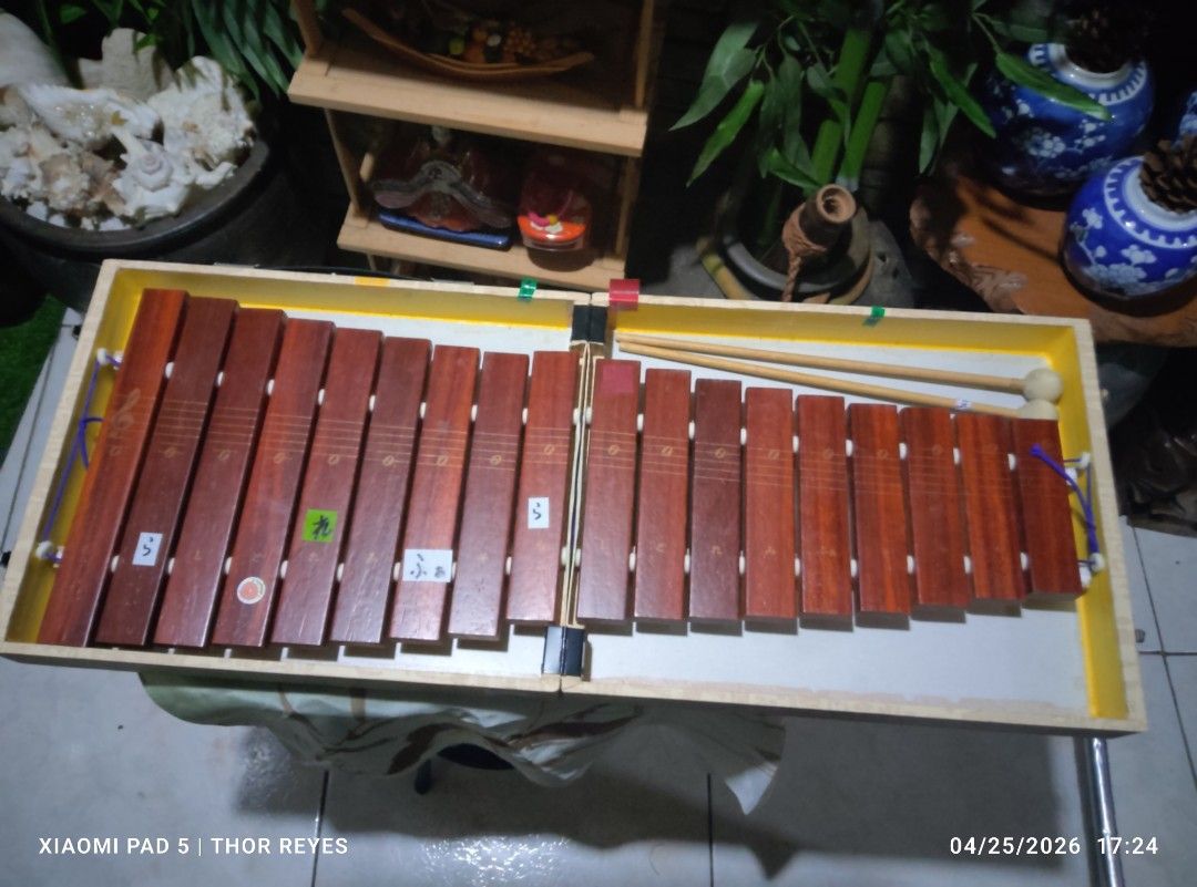 Portable/Tabletop Wooden Xylophone (Category: Musical Instruments) located in Valenzuela. Submitted by mighthor0526 (Listing ID 1434278006, Image 1). Description: Measurements on photos provided Preloved Japan Item No issue, good as new Payment thru Gcash or Abono by Lalamove rider Delivery by rider or shipping will be shouldered by the buyer Pm me if interested .