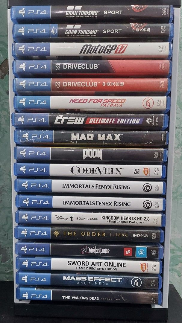 PS4 Games Collection Laguna (Category: PlayStation) located in Santa Rosa. Submitted by agentred1142 (Listing ID 1434298663, Image 3). Description: - PS4 game collection for sale - Includes: - "Hogwarts Legacy" - "Red Dead Redemption 2" - "The Last of Us Remastered" - "God of War" - "Uncharted Collection" - "Far Cry 5" - "NBA 2K" - "FIFA" - Action-adventure and sports games available..