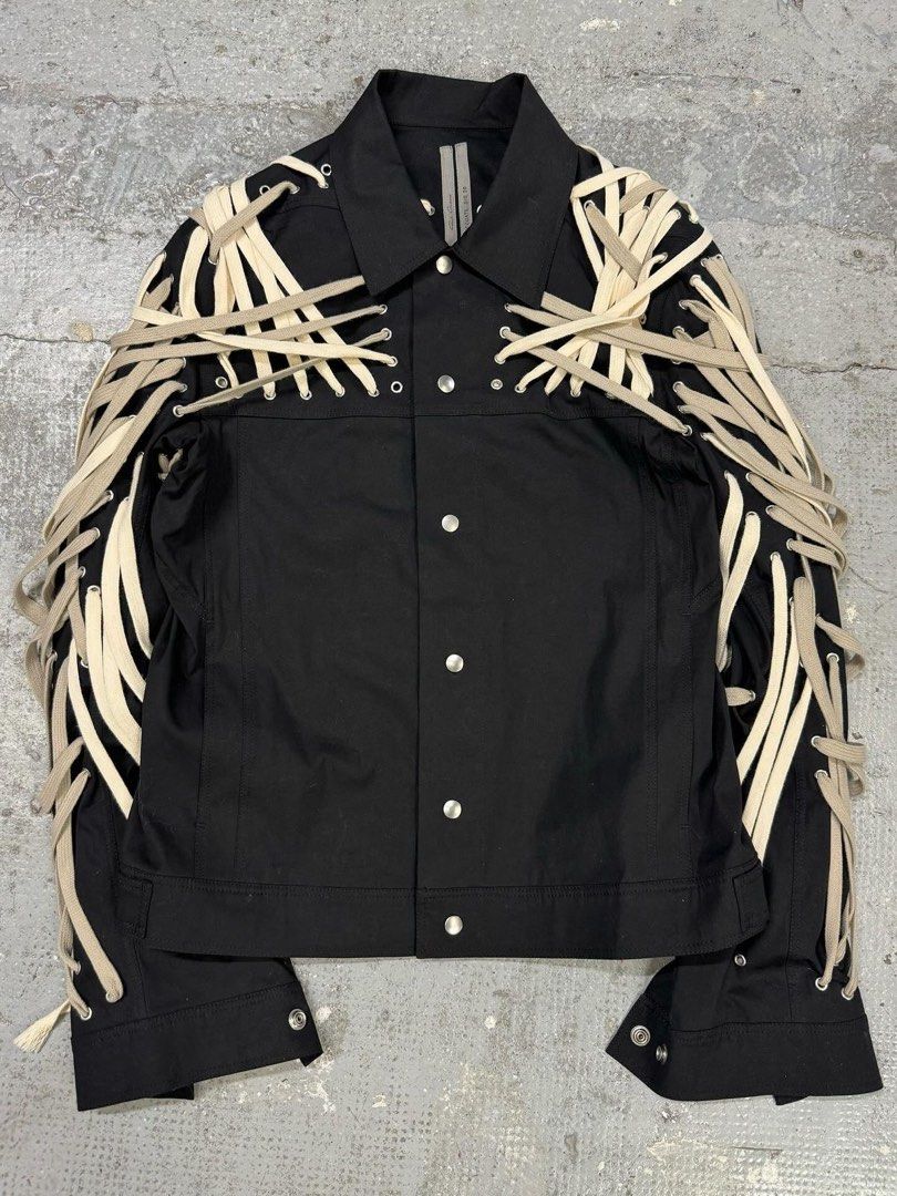 Rick Owens Megalaced Tectuatl Black Trucker Jacket (Category: Luxury Apparel) located in Manila. Submitted by closett_plug (Listing ID 1434233849, Image 1). Description: Sizes 43-51 are available, color black, ask me for a size chart before offering, size S - XL available - Pre-order 7-10 Days ETA ( consolidated box) - 50% deposit required - I get these from overseas, strictly no cancellation, return & refund - Refrain from chatting if you have d