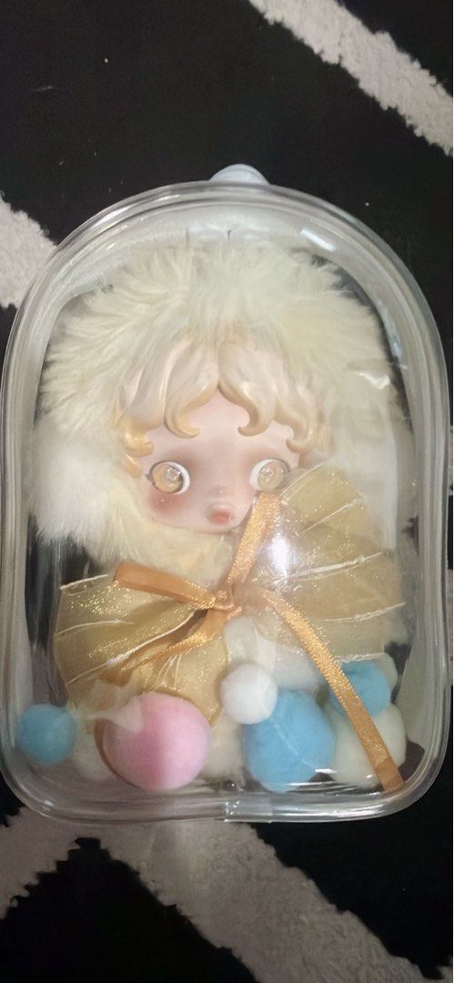 Skullpanda Impressionism Dawn Plush Doll (Category: Plushies & Soft Toys) located in Quezon City. Submitted by stuffamania (Listing ID 1434255163, Image 2). Description: - Skullpanda Impressionism Dawn plush doll - Includes original box (open top na) and collectible card - Protected in a plastic protective clear case - Features a fluffy, light-colored fur hood - Matching outfit with a bow - Unique artistic design -with pop mart paperbag -like new