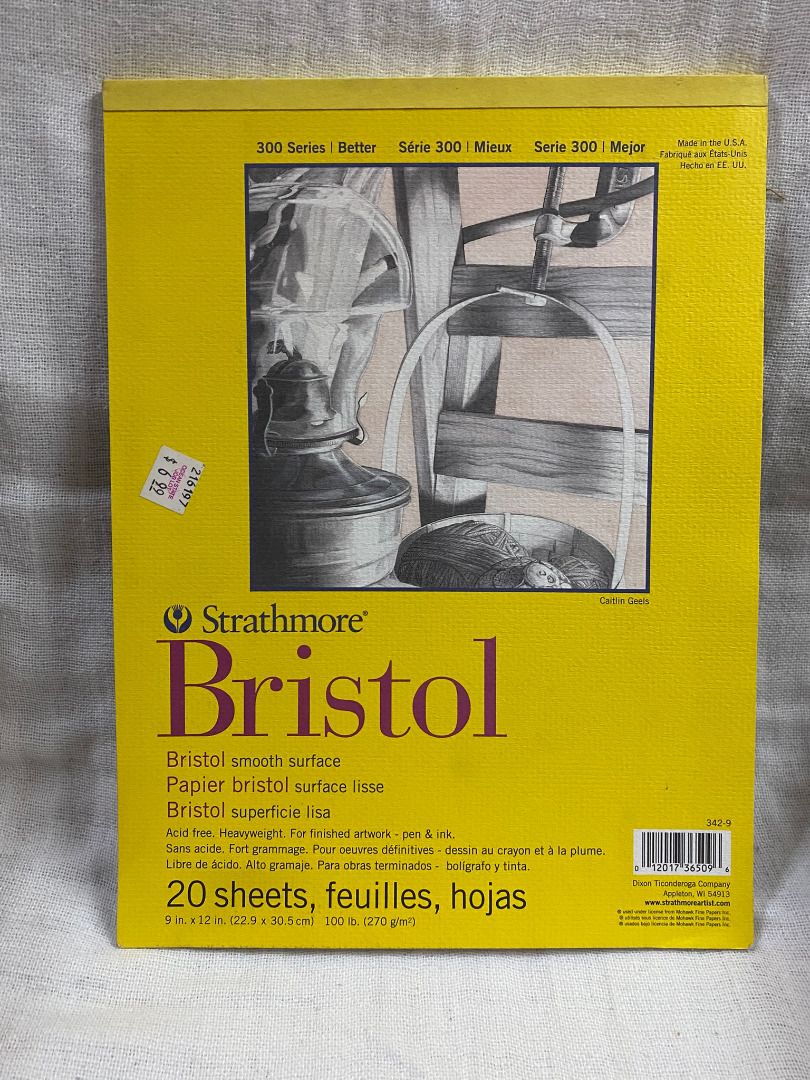 Strathmore Bristol Paper (Category: Craft Supplies & Tools) located in Manila. Submitted by missberns (Listing ID 1434320710, Image 1). Description: - Smooth surface paper - 20 sheets - Ideal for pen and ink artwork - Acid-free and heavyweight - Sheet size: 9 in x 12 in (22.9 x 30.5 cm) - Made in the USA - 100 lb (270 g/m²).