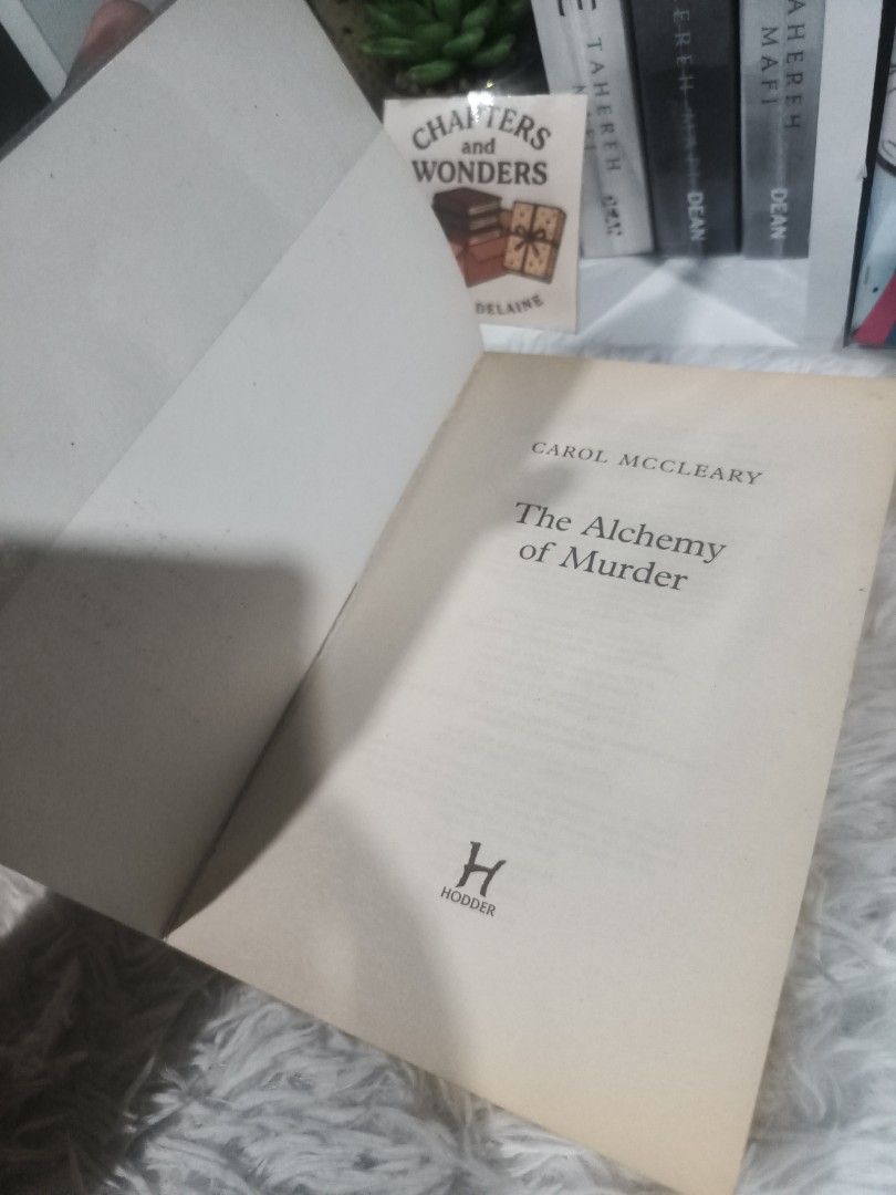 The Alchemy of Murder by Carol McCleary (Category: Storybooks) located in Cabuyao City. Submitted by chaptersandwonders143 (Listing ID 1434271577, Image 3). Description: - Title: The Alchemy of Murder - Author: Carol McCleary - Genre: Historical Mystery - Publisher: Hodder - Cover: Blue and white - Language: English - Condition: Good.
