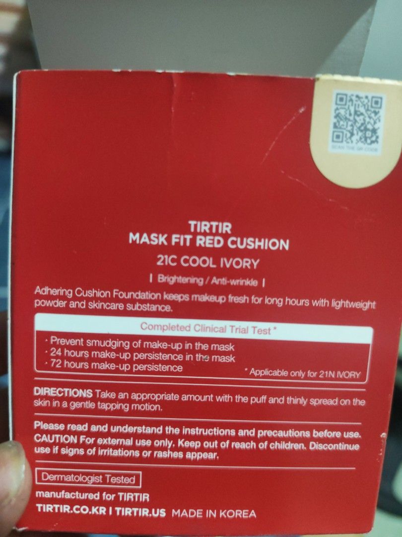 Tirtir Mask Fit Red Cushion (Category: Makeup) located in Quezon City. Submitted by iamghen21 (Listing ID 1434307942, Image 3). Description: shade: 21C Cool Ivory bought from abroad. With Box. Loc. Fairview or Manila Payment first policy..