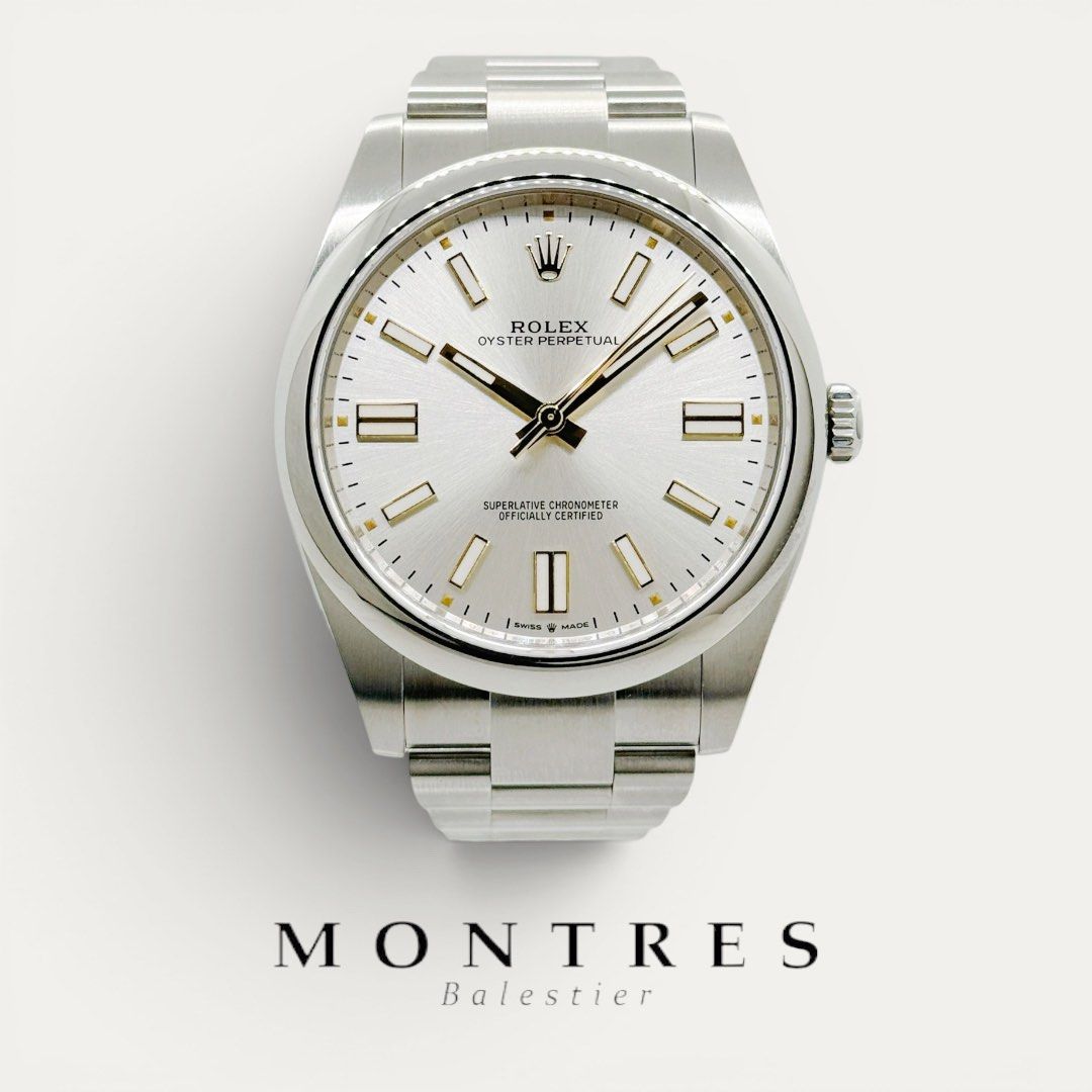 Unworn February 2025 Rolex 41MM Oyster Perpetual 124300 Silver Dial (Category: Watches) located in Singapore. Submitted by montresbalestier (Listing ID 1434241901, Image 1). Description: Please follow us for updates on our latest watches! Brand: Rolex Model: Oyster Perpetual Reference: 124300 Size: 41MM Material: Stainless Steel Dial: Silver Condition: Unworn, unsized, green tag Warranty: Dated February 2025 Price is based on cash or internet ban
