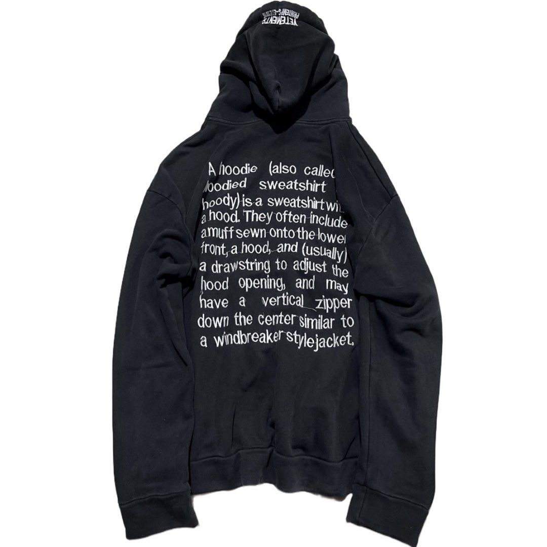 Vetements Hoodie Statement (Category: Hoodies) located in Cabuyao City. Submitted by lackingly (Listing ID 1434227011, Image 1). Description: Vetements Hoodie 22x27 (width & length) ₱2,500 + shipping negotiabble just offfer color rate 9/10 condition 9/10 cut tag #vetements #feed #fashion #balenciaga.
