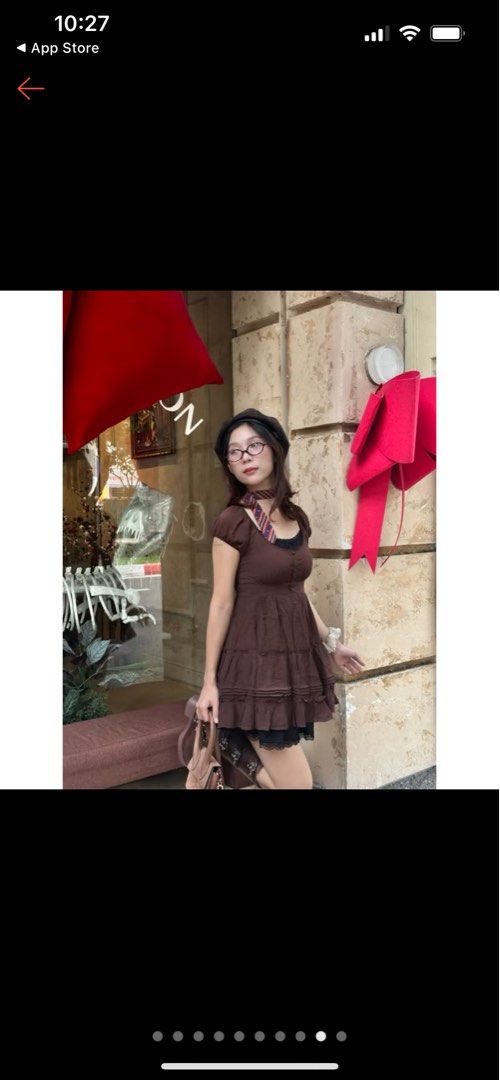 vintage brown dress (Category: Dresses) located in Taguig. Submitted by i.mariem (Listing ID 1434210252, Image 3). Description: pinterest girly coded! lightweight 3-layered dress / no flaws / bought it for 1,200 and never worn rfs: not my style anymore MOP: GCash can deliver via lalamove or grab.