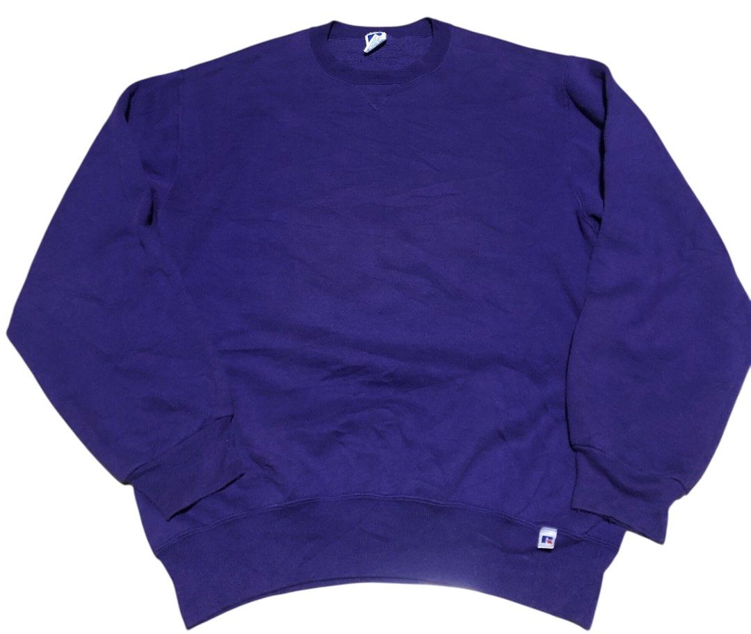 Vintage Russell Athletic Sweatshirt Mens Purple Crewneck Pullover (Category: Coats, Jackets and Outerwear) located in General Trias. Submitted by gracesabel55302 (Listing ID 1434297561, Image 1). Description: Vintage Russell Athletic Sweatshirt Mens Purple Crewneck Pullover SIZE…LARGE WIDTH…24 LENGTH…28.5 PRICE..500.