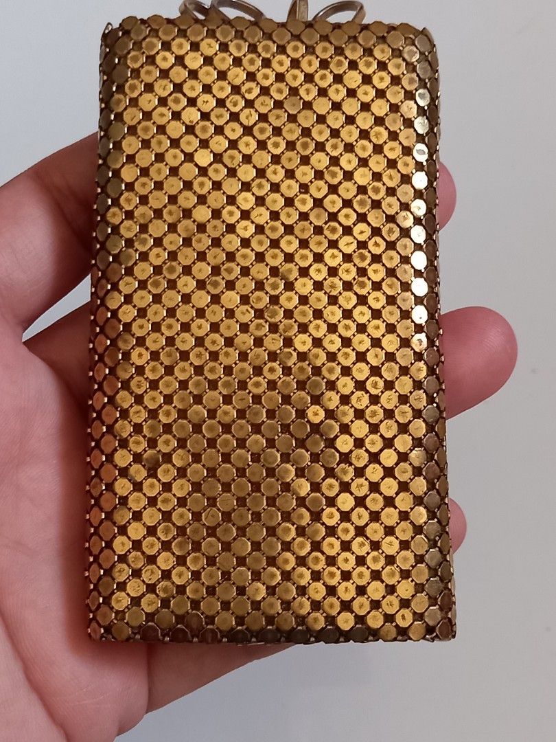 Whiting and Davis Gold Mesh Key Holder (Category: Wallets & Card holders) located in Tuguegarao City. Submitted by zenphoenix-7ad615 (Listing ID 1434244220, Image 2). Description: - Vintage Whiting and Davis key holder - Features a gold mesh exterior - Burgundy interior - Includes a key ring - Includes a clear plastic card holder - Snap closure - Gold-toned frame - Brand tag inside.