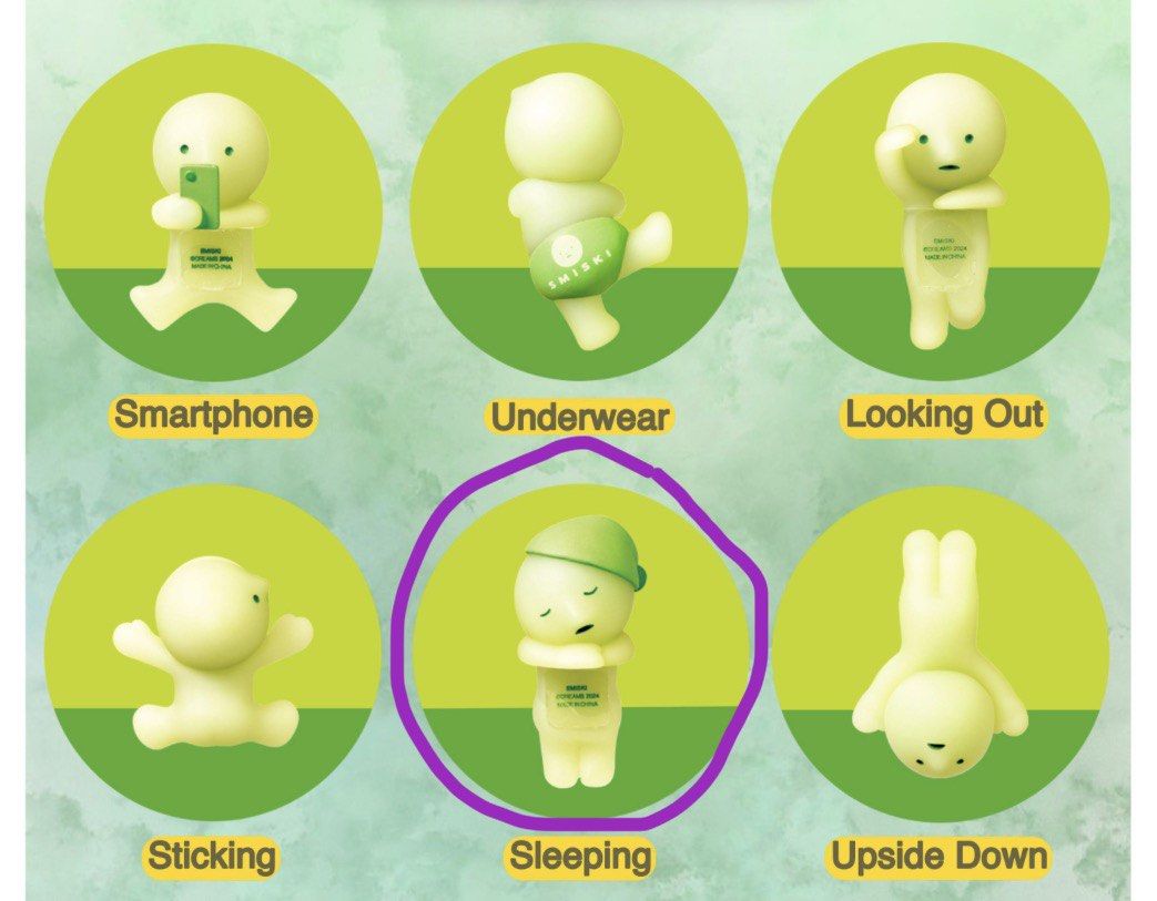 WTT smiski hippers sticking (Category: Designer & Blind Box Toys) located in Singapore. Submitted by soundsofyuna (Listing ID 1434330463, Image 2). Description: wtt sticking to smartphone strictly NFS meetups at sembawang mrt, other places can be discussed.