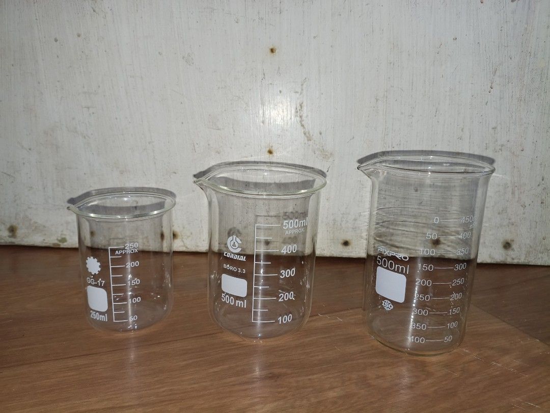 500ml Cordial and PixPro Laboratory Beakers Set (Category: Medical Supplies & Tools) located in Cavite. Submitted by buy_noww (Listing ID 1434425709, Image 1). Description: 250 ml (1pc) - free 500 ml Cordial Beaker (6 pcs) - 900 500 ml PixPro Beaker (9 pcs) - 1100 A TAKE ALL FOR 1,500 - Features measurement markings -Made of clear glass - Ideal for laboratory or decorative use.