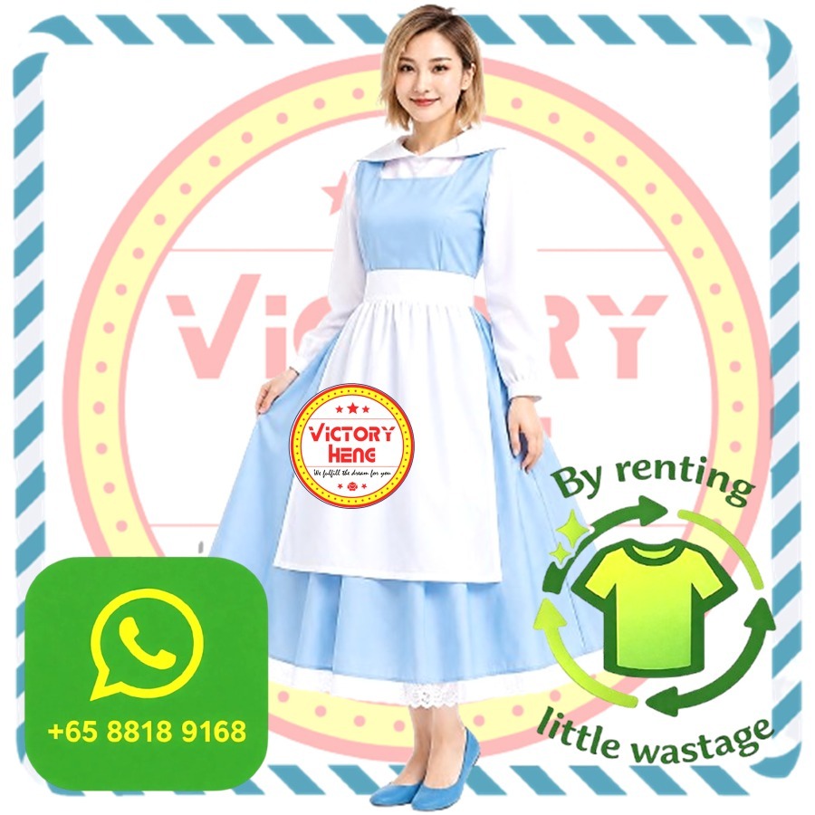 Belle Blue Dress Costume  Village Life Attire, Hobbies & Toys, Toys &  Games on Carousell