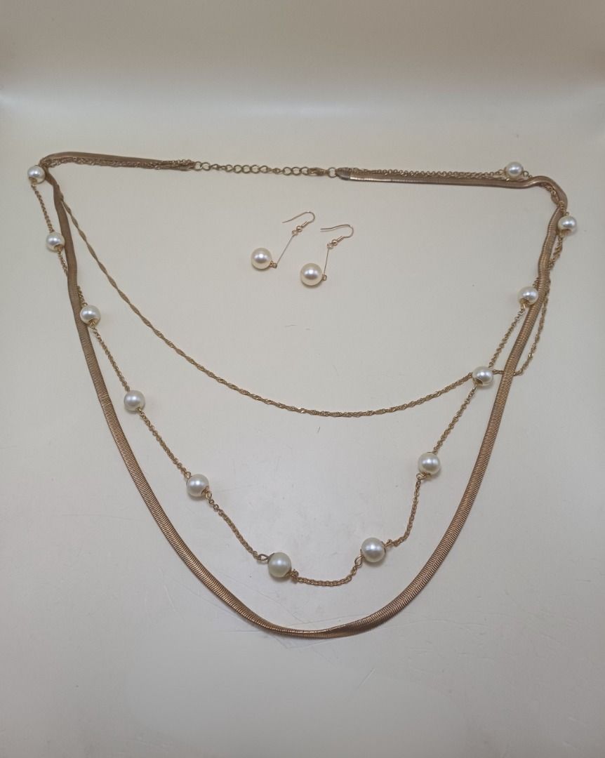 Accessories Set 155 (Category: Necklaces) located in Cebu City. Submitted by tea_pr (Listing ID 1434405414, Image 1). Description: 1 set available 1 pair of earrings Length: 6 cm (approx.) 1 pc. necklace Length (unclasped): 80 cm (approx.) RFS: Decluttering Delivery/shipping fee to be shouldered by buyer. Modes of payment: Gcash, PayPal, or online bank transfer.