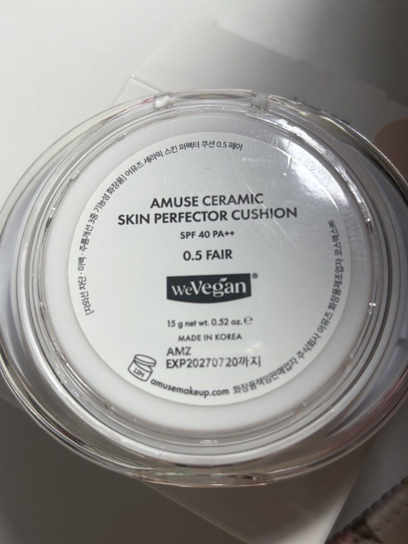 AMUSE Ceramic Skin Perfector Cushion SPF 40 PA++ (Category: Makeup) located in General Trias. Submitted by misousoup (Listing ID 1434544721, Image 3). Description: - AMUSE Ceramic Skin Perfector Cushion in shade 0.5 Fair - Received for product review, selling because it doesn’t match my skin tone. - Swatched once so the puff is used, replace nalang - Light coverage, good for daily use .