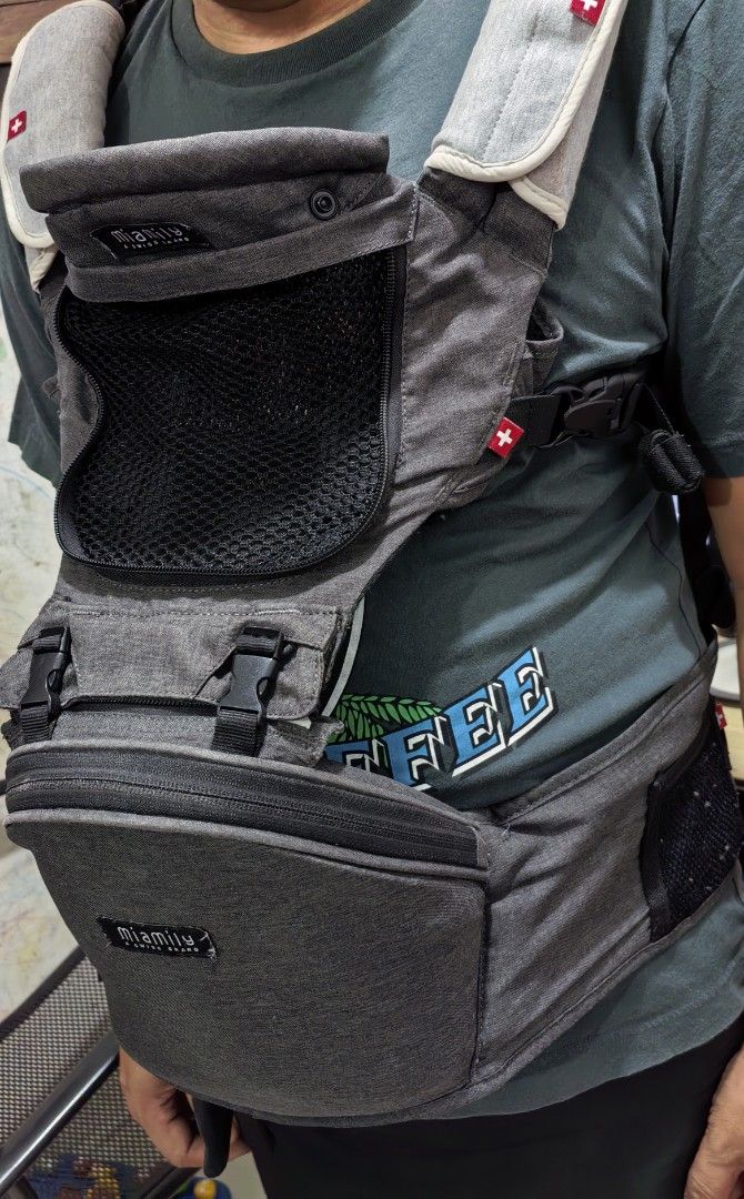 Baby Carrier - Ergonomic (Category: Carriers & Slings) located in Cebu City. Submitted by dudes_villanueva (Listing ID 1434412517, Image 3). Description: Baby Carrier - Ergonomic Brand: MiaMily 📌 Swiss-designed product that features a built-in hip seat to distribute weight evenly. Note: Need a bit of stitching on the Waist Velcro strap. Not a Major issue. As it is supported with a lock strap..