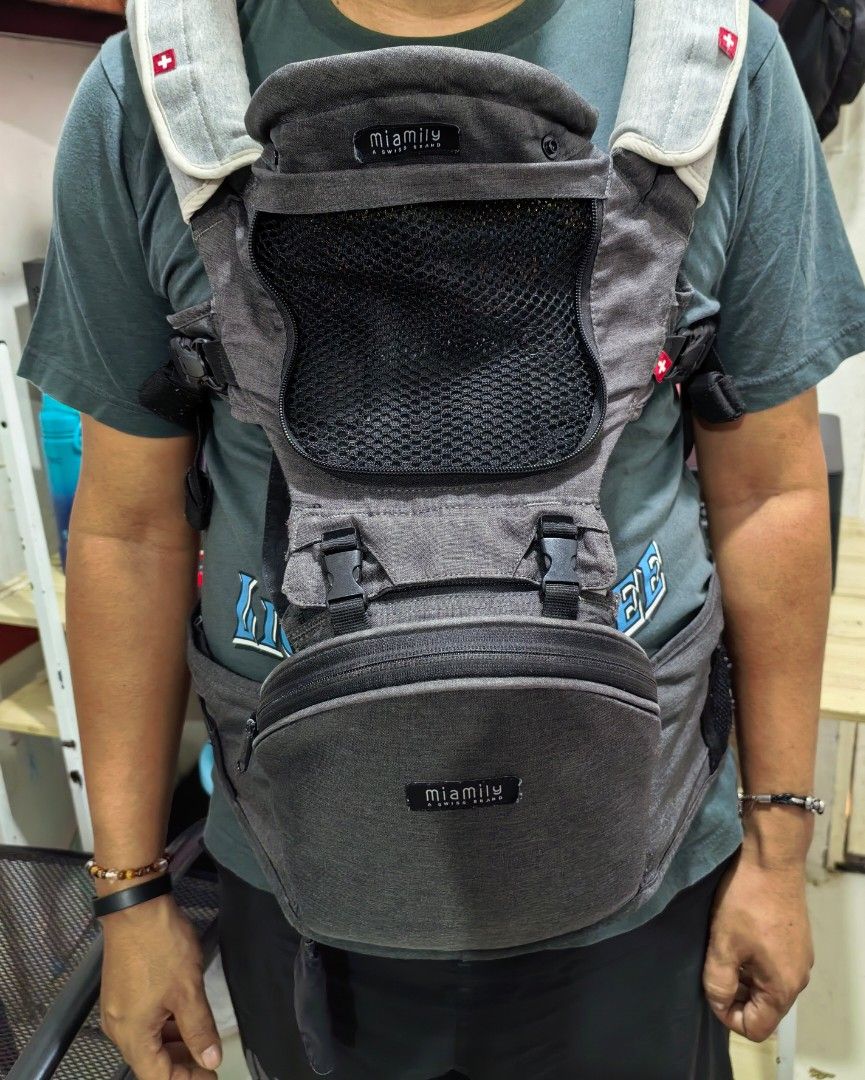 Baby Carrier - Ergonomic (Category: Carriers & Slings) located in Cebu City. Submitted by dudes_villanueva (Listing ID 1434412517, Image 1). Description: Baby Carrier - Ergonomic Brand: MiaMily 📌 Swiss-designed product that features a built-in hip seat to distribute weight evenly. Note: Need a bit of stitching on the Waist Velcro strap. Not a Major issue. As it is supported with a lock strap..