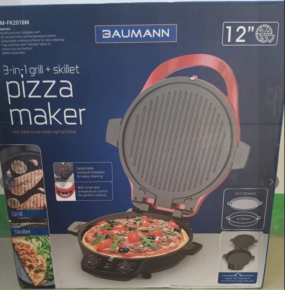 Baumann 3-in-1 Grill + Skillet Pizza Maker (Category: Ovens & Toasters) located in Caloocan City. Submitted by charlie232a66 (Listing ID 1434461724, Image 1). Description: BRAND NEW, pictures are for references only. All items are sealed and has not yet been opened. SRP: ₱ 4,275 Model No: NM-FK2016M You can search for the brand and model for reference. cannot post links here .
