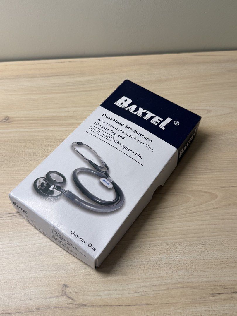 Baxtel Dual-Head Stethoscope (Category: Medical Supplies & Tools) located in Manila. Submitted by soniangelx (Listing ID 1434510251, Image 1). Description: - Baxtel dual-head stethoscope - Gray color - Used once.