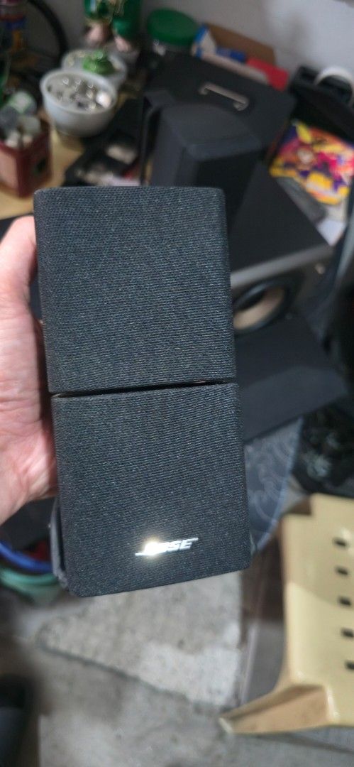 Bose Speaker System (Category: Soundbars, Speakers & Amplifiers) located in Marilao. Submitted by ndzamora77 (Listing ID 1434560793, Image 2). Description: - Bose speaker system - Includes center, front, and rear speakers - Center speaker: silver finish - Front and rear speakers: black - In good working condition - Ideal for home theater and music.