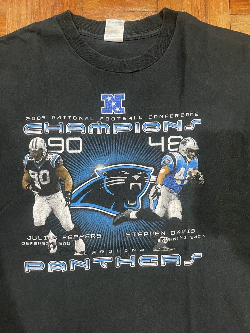 Carolina Panthers T-shirt (Category: Tshirts & Polo Shirts ) located in Quezon City. Submitted by declutter.studios (Listing ID 1434418847, Image 2). Description: WIDTH (PIT TO PIT): 23 LENGTH: 30.2 MINE - ₱[PRICE] ✨ NOTES: GOOD CONDITION ⚠️ FLAWS: minor pinhole 🚛 ADDITIONAL SHIPPING FEE 📩 MESSAGE ME FOR MORE DETAILS OR INQUIRIES!.