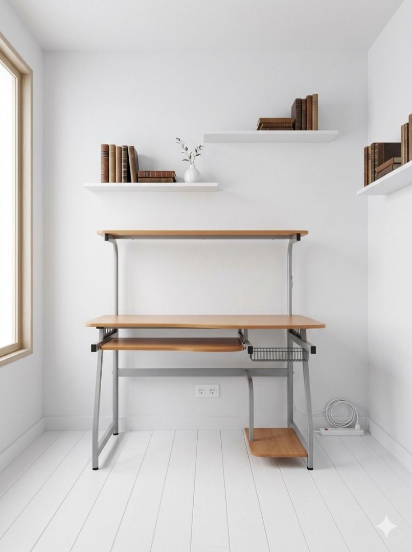 Computer Desk with Overhead Shelf, Furniture & Home Living, Furniture ...