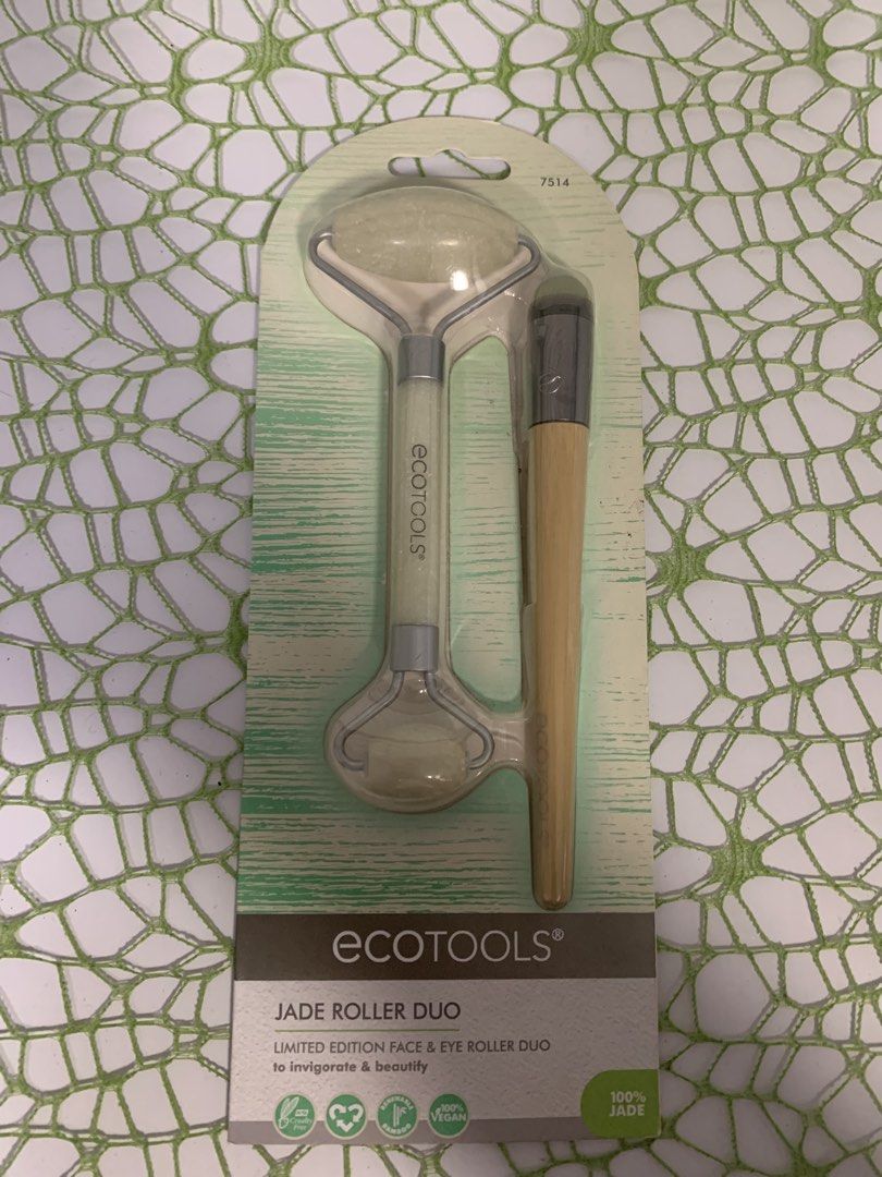 EcoTools Jade Roller Duo (Category: Face Care) located in Makati City. Submitted by newandlovedco. (Listing ID 1434582963, Image 1). Description: - EcoTools Jade Roller Duo: Face and eye roller set. - Helps reduce puffiness and smooth skin. - Made with 100% jade. - Features a bamboo handle. - Includes a jade roller and an eye roller. - Instructions for use are on the packaging. - Limited edition..