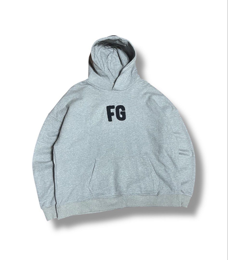 Fear of God FG Carpet Embroid Hoodie - Sixth Collection (Category: Hoodies) located in Bulacan. Submitted by sanjisthrift (Listing ID 1434559761, Image 1). Description: Size XL Width 25 Length 26 Excellent Condition 9.5/10.