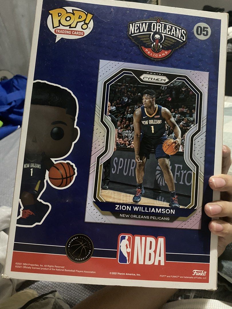 Funko Pop! Zion Williamson NBA Figure (Category: Designer & Blind Box Toys) located in Muntinlupa City. Submitted by fragging (Listing ID 1434564534, Image 2). Description: - Funko Pop! Trading Cards figure featuring Zion Williamson. - New Orleans Pelicans jersey and basketball. - Includes original packaging. - Box with clear display window..