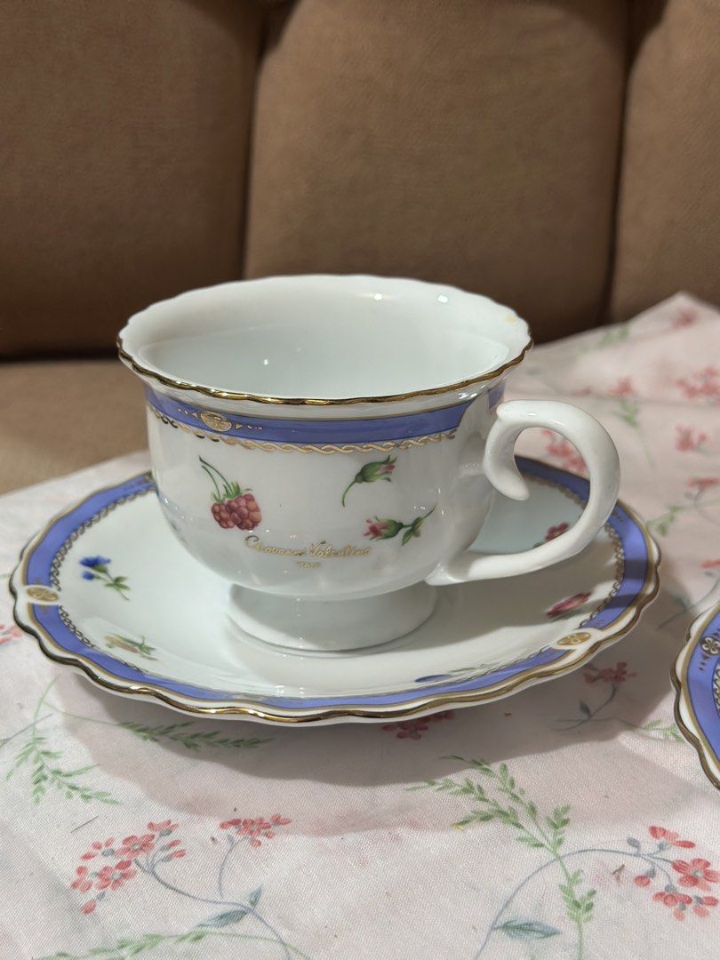 Giovanni Valentino Cup and Saucer Sets (2sets) (Category: Coffee & Tea Tableware) located in Davao. Submitted by favoritepreloved (Listing ID 1434458804, Image 2). Description: 💜 Dimensions: Cup - 8cm diameter, 7cm height Saucer -14cm diameter .