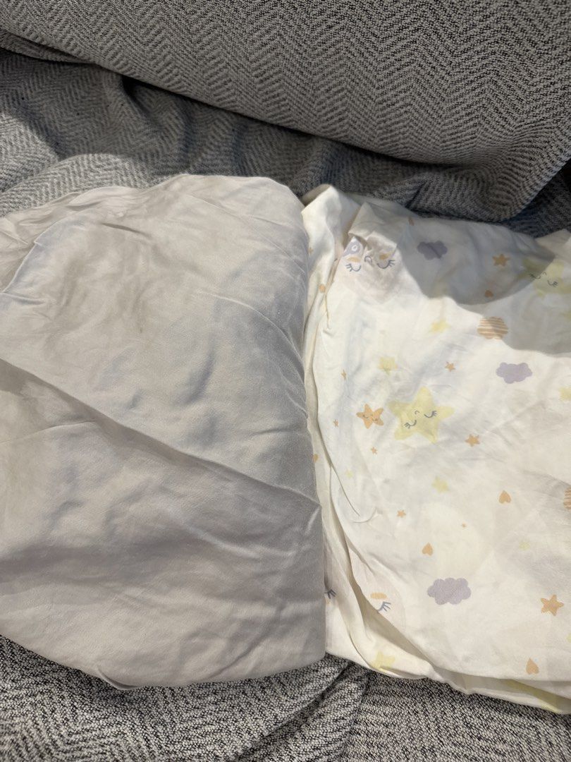 Heavenluxe Tencel Bedding Set for baby cot - Like New (Category: Bedding & Towels) located in Singapore. Submitted by clarie_08 (Listing ID 1434459378, Image 1). Description: - Gently used Heavenluxe Tencel bedding set. - Made from 100% Tencel Lyocell fibers. - Includes: - grey sheet - Patterned sheet (stars and clouds) - Machine washable (gentle cycle). - Designed in Singapore..