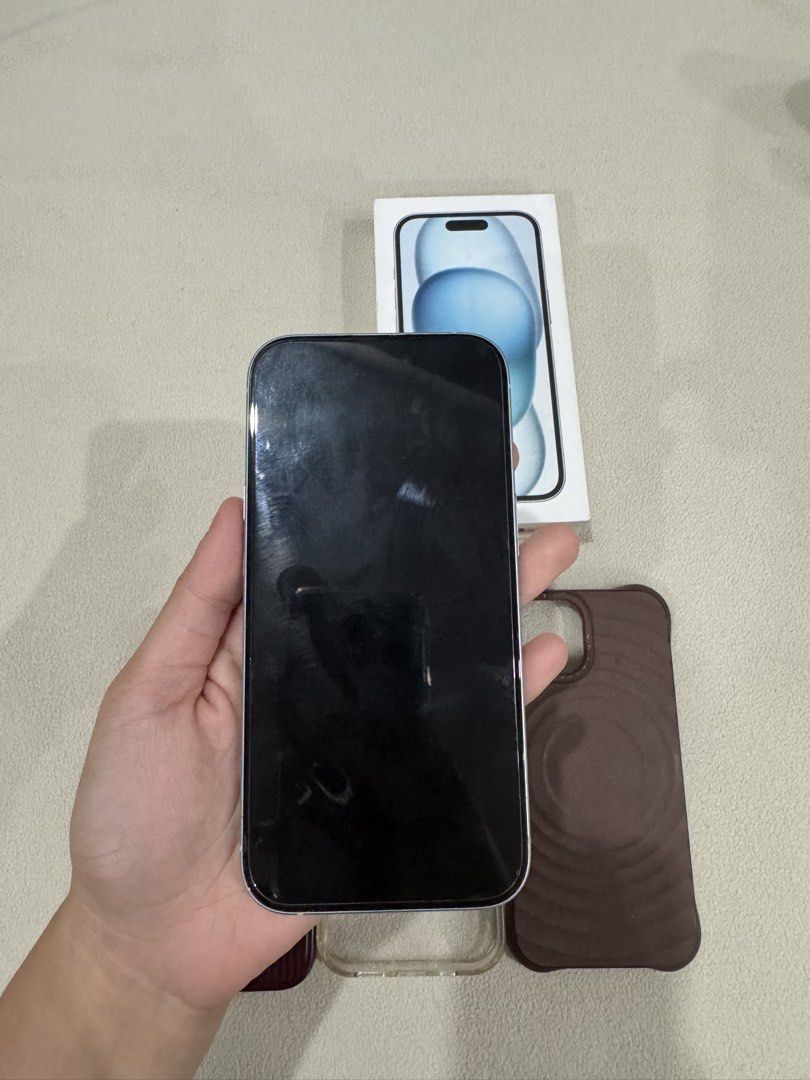 Iphone 15 Powder Blue (Category: iPhone X Series) located in Marikina City. Submitted by jaylengalvez (Listing ID 1434518913, Image 2). Description: Iphone 15 (powder blue) 512gb Complete accessories No issue 3 free cases 40k Open for meet up.