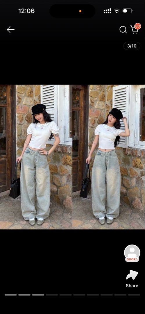 KALLIE JEANS - DEROSE Vietnam (Category: Jeans) located in Cavite. Submitted by prelovedbymobol (Listing ID 1434420630, Image 1). Description: - KALLIE JEANS from DEROS - Wide-leg style - Color: Light green cream dust - Size: S - Made with durable fabric - Perfect for casual, fashionable outfits.