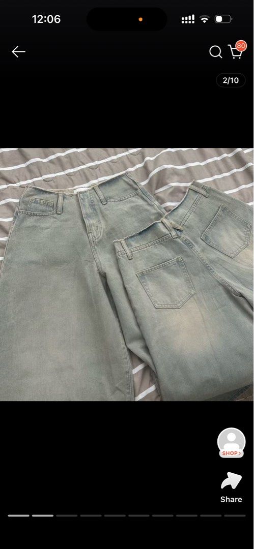 KALLIE JEANS - DEROSE Vietnam (Category: Jeans) located in Cavite. Submitted by prelovedbymobol (Listing ID 1434420630, Image 2). Description: - KALLIE JEANS from DEROS - Wide-leg style - Color: Light green cream dust - Size: S - Made with durable fabric - Perfect for casual, fashionable outfits.
