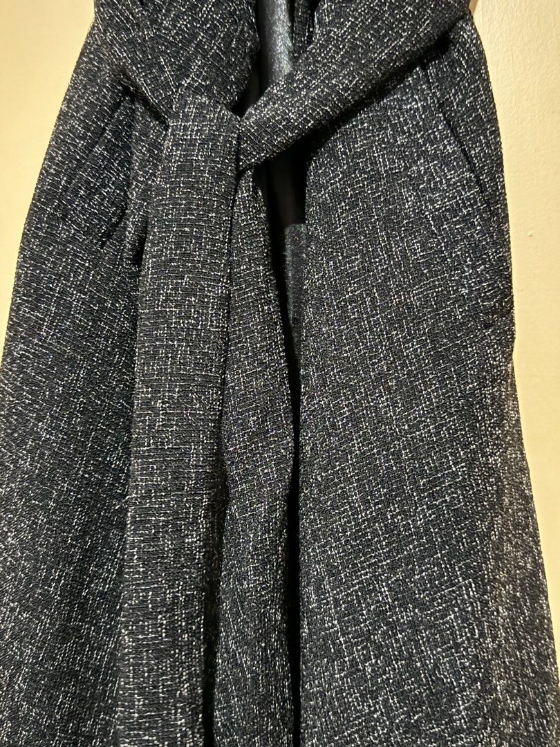 Long Tweed-Like Belted Vest with Pockets (Category: Coats, Jackets and Outerwear) located in Quezon City. Submitted by ayahko (Listing ID 1434436669, Image 3). Description: Long tweed-like dark gray belted vest with pockets, best fits medium frames, purchased from Platinum Mall, Bangkok, Thailand.