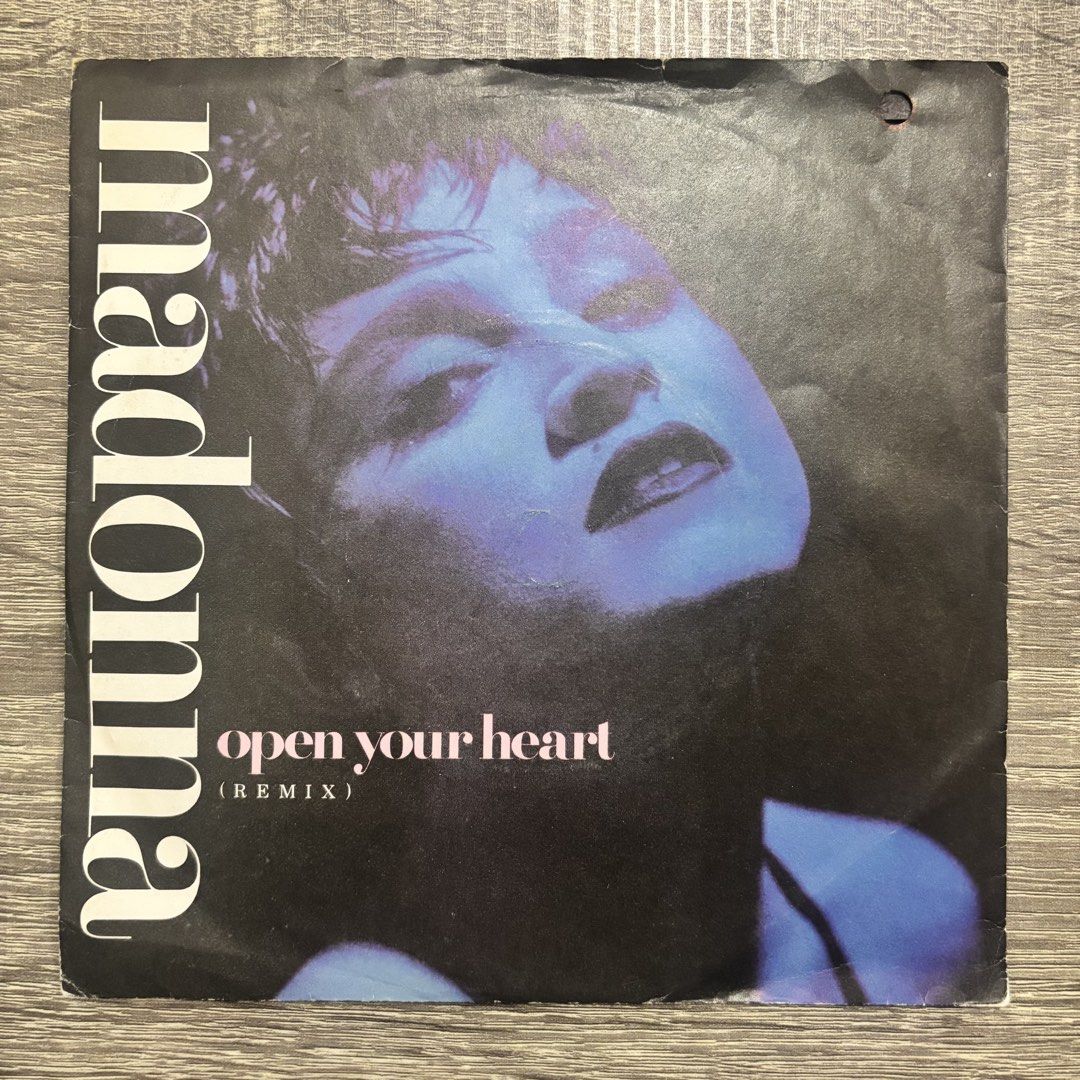 Madonna - Open Your Heart 7" Vinyl (Category: Vinyls) located in Quezon City. Submitted by pinkskies_media (Listing ID 1434465508, Image 1). Description: BAWAL SA MAARTE USED ITEM, HINDI BAGO 7" vinyl Import from UK Not tested dahil wala akong player IMPORTANT: Manage your expectations since this is a pre-loved item Sleeves NOT in mint condition - may dents, crease or butas Please see pictures for the actual condition.