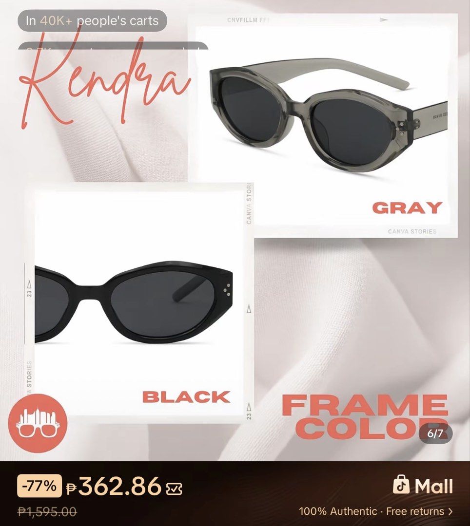 MetroSunnies Kendra Polarized Sunglasses (Category: Sunglasses & Eyewear) located in Manila. Submitted by sisterscloset.ph (Listing ID 1434537541, Image 3). Description: - MetroSunnies Kendra Sunglasses - Polarized lenses for reduced glare - 100% UV protection - Available in gray and black frames - Dark tinted lenses for style and function - Free return policy.