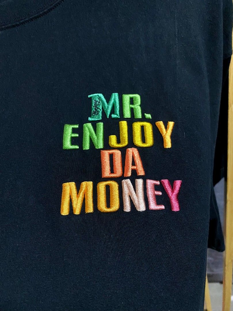 mr enjoy da money (Category: Tshirts & Polo Shirts ) located in Manila. Submitted by thriftopia.ph (Listing ID 1434399691, Image 3). Description: dimes : 24 by 28 colorrate : 9/10 condition : 9.8/10 issue : see last pic jobus nyo nalang.