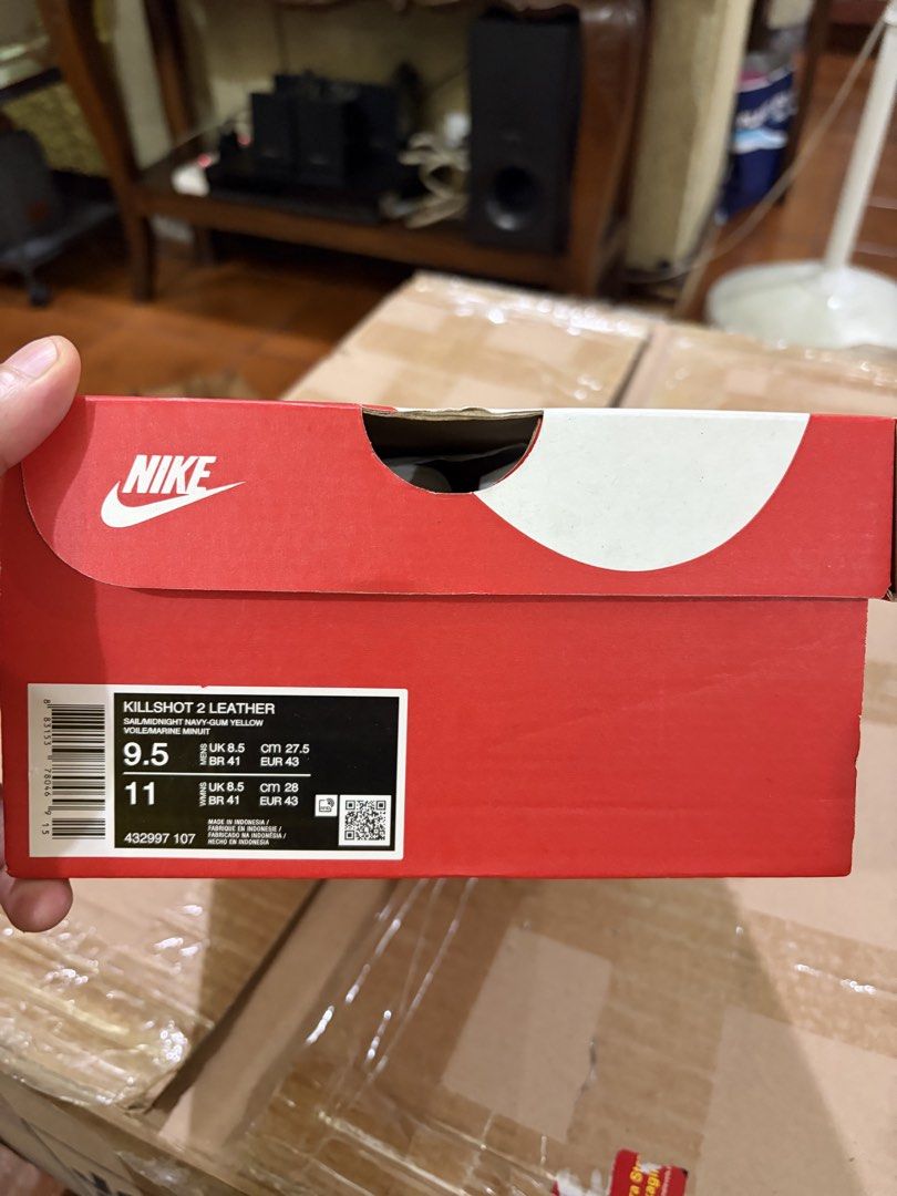 Nike Killshot 2 Leather Sail Midnight Navy Gum Yellow (Category: Sneakers) located in Quezon City. Submitted by crispgoods (Listing ID 1434568430, Image 3). Description: -price negotiable - Nike Killshot 2 Leather sneakers - Colorway: Sail/Midnight Navy/Gum Yellow - Size: US 9.5, UK 8.5, EUR 43 - Features leather upper and suede overlays - Gum rubber outsole - Comes with original box.
