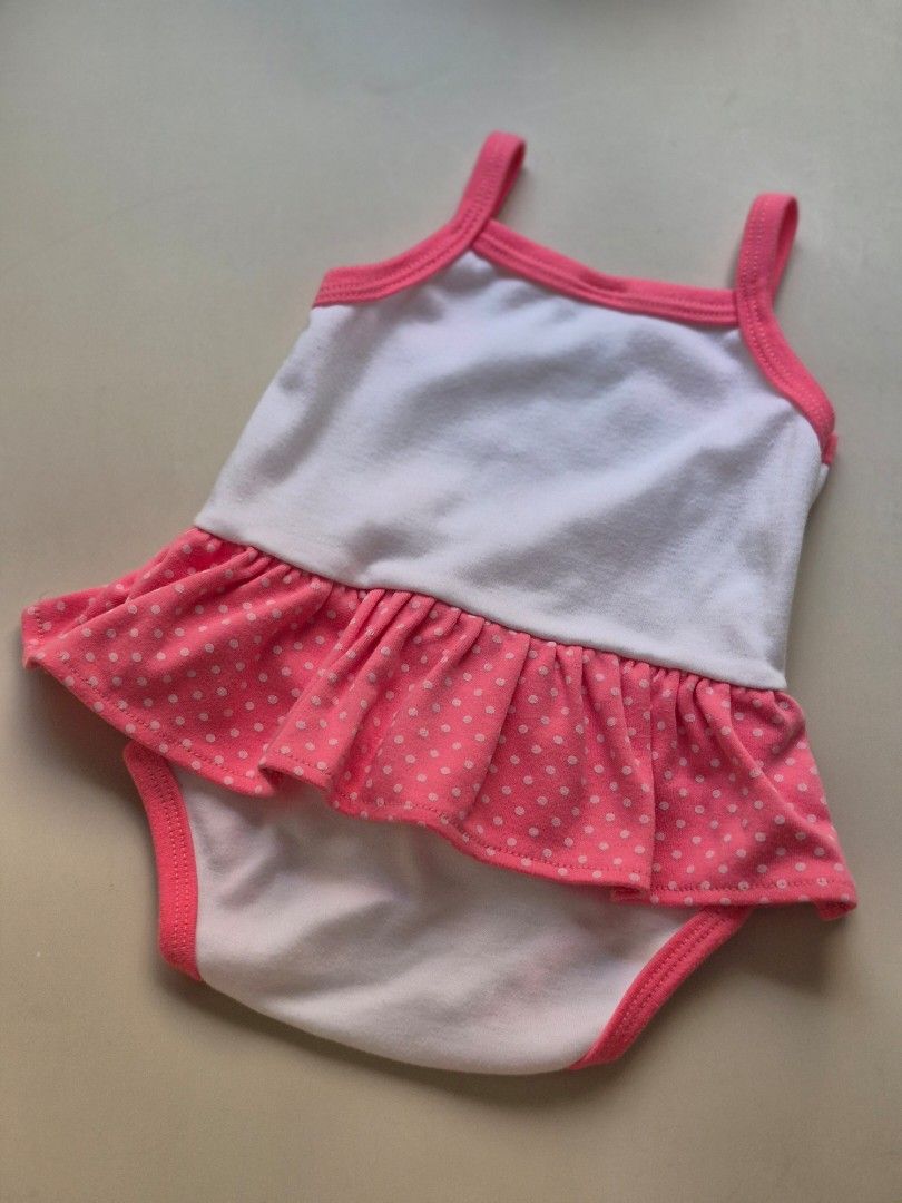 N'PLOY Baby Onesie 0-3 Months (Category: Babies & Kids Fashion) located in Quezon City. Submitted by andi7810 (Listing ID 1434432400, Image 2). Description: - N'PLOY baby onesie - Fits 0-3 month olds - Adorable cat face design - Pink accents and ruffled skirt - Plain white back with pink trim - Made from 100% cotton - Snap closures for easy changes.