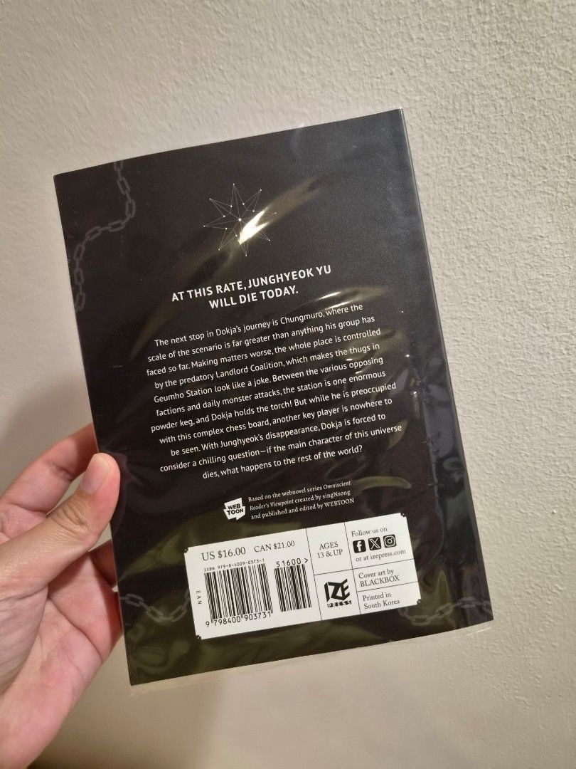 Omnicient Reader's Viewpoint Vol. 2 (Novel, English) (Category: Storybooks) located in Manila. Submitted by calcifie (Listing ID 1434480910, Image 3). Description: Brand new only read once. With plastic cover can be removed. MOP: GCash, BPI Transfer, Wise (+5% transaction fee c/o buyer) MOD: LBC, Gogo Express, J&T Same Day delivery at buyers expense.