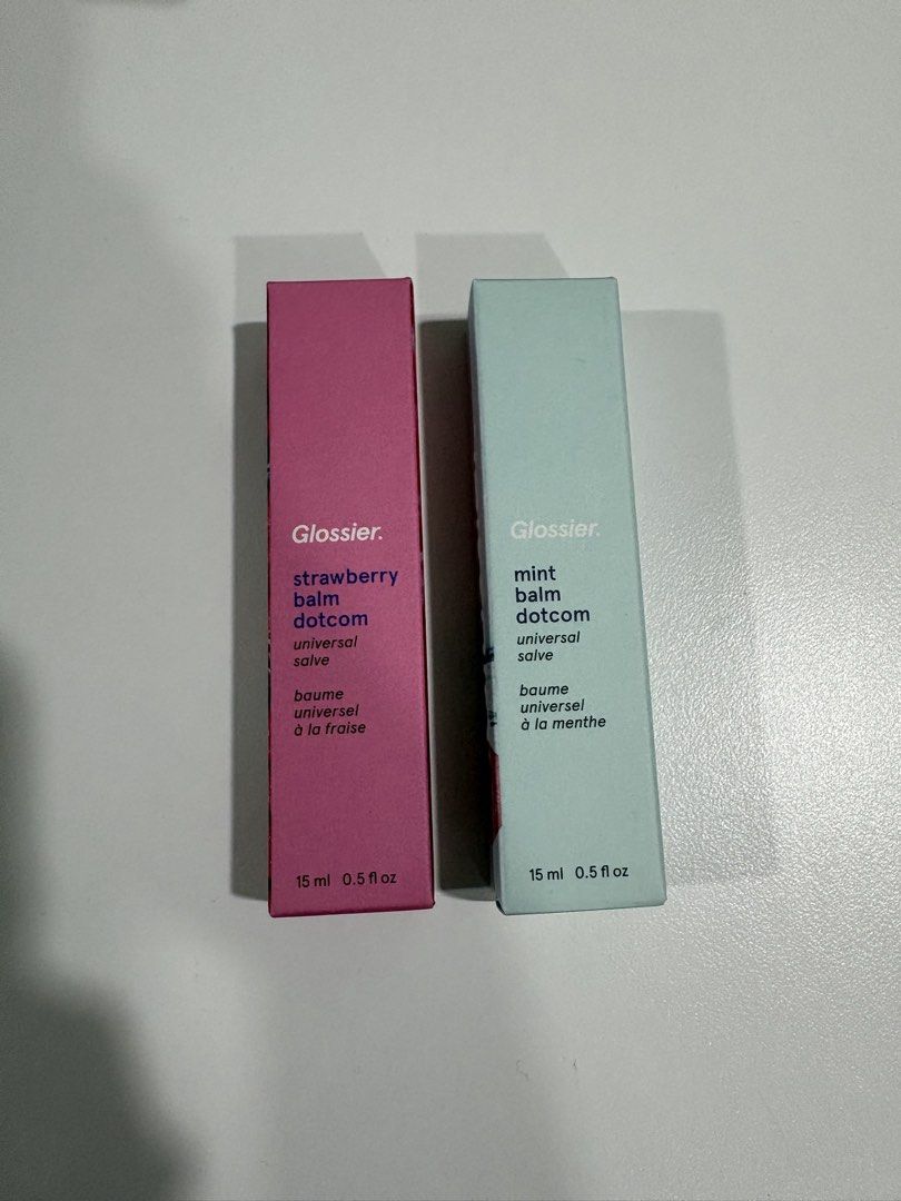 ONHAND Glossier Balm Dotcom (Category: Makeup) located in Quezon City. Submitted by issa1221 (Listing ID 1434561670, Image 1). Description: - Glossier Balm Dotcom lip balms - ONHAND Flavors: Strawberry and Mint - Brand new, in original packaging 1,000 EACH 1,900 for both .