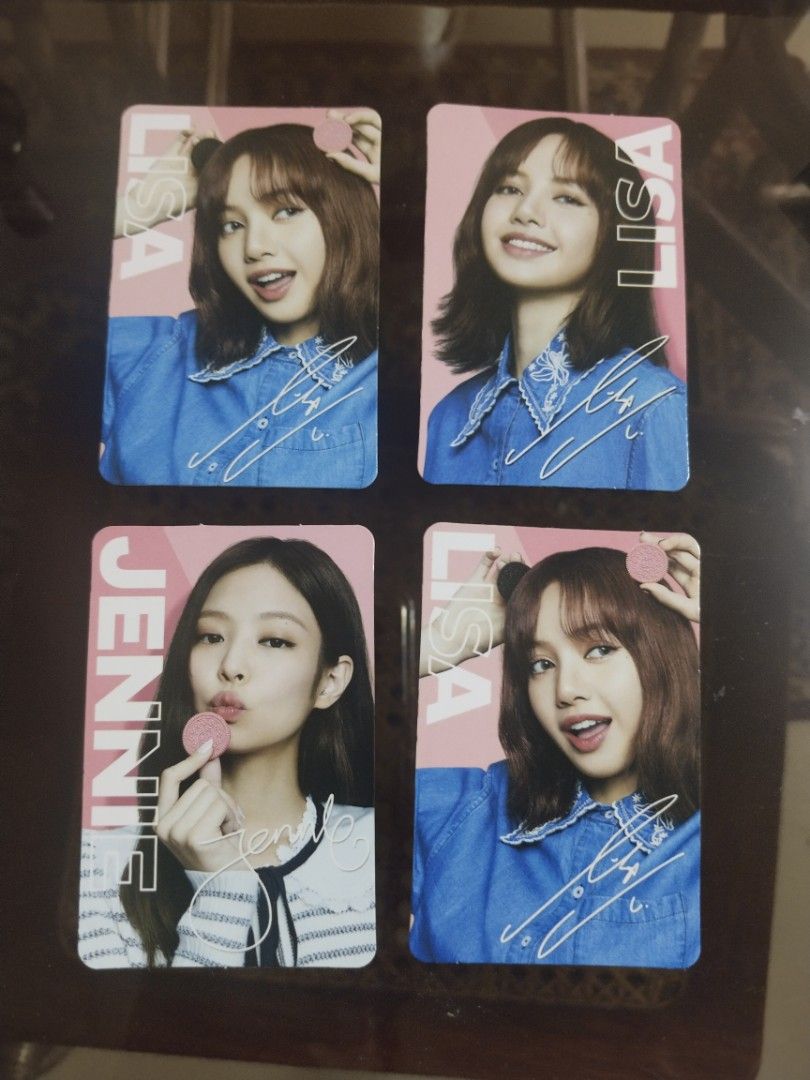 Oreo x Blackpink Trading Cards / TAKE ALL (Category: K-Wave Merchandise) located in Manila. Submitted by tyrapple (Listing ID 1434448178, Image 1). Description: - Oreo x Blackpink trading cards - Features Lisa and Jennie - Includes multiple cards with different images - Oreo x Blackpink branding on the back - Each card has a unique number - Perfect for Blackpink fans!.