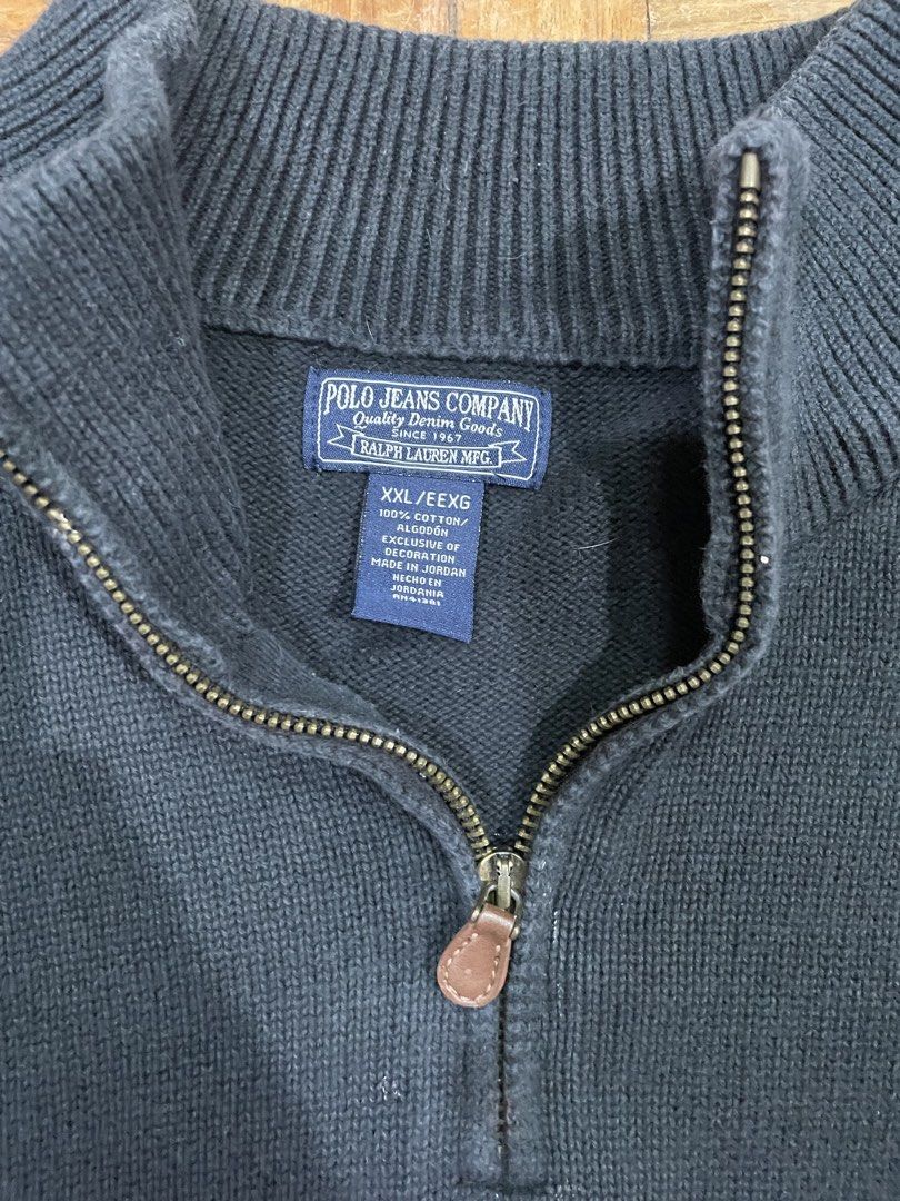 Polo Jeans Black Quarter Zip (Category: Formal Shirts) located in Quezon City. Submitted by declutter.studios (Listing ID 1434420250, Image 2). Description: WIDTH (PIT TO PIT): 25 LENGTH: 27.5 MINE - ₱[PRICE] ✨ NOTES: NEEDS WASH, GOOD CONDITION ⚠️ FLAWS: NONE 🚛 ADDITIONAL SHIPPING FEE 📩 MESSAGE ME FOR MORE DETAILS OR INQUIRIES!.