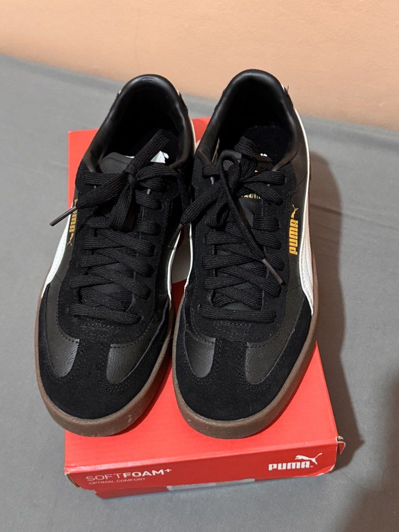 Puma Club II Era (Category: Sneakers) located in Manila. Submitted by riveracml (Listing ID 1434510220, Image 2). Description: - Puma Club II Era sneakers - Color: Black - Size: UK 5.5 / US 6.5 / EUR 38.5/ 24.5cm - Brown sole - Gold Puma logo - Used once - Includes original box.