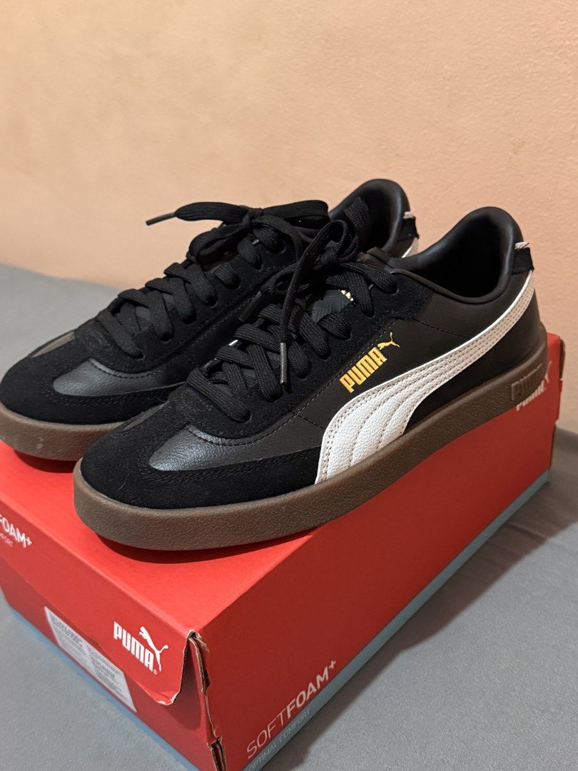 Puma Club II Era (Category: Sneakers) located in Manila. Submitted by riveracml (Listing ID 1434510220, Image 1). Description: - Puma Club II Era sneakers - Color: Black - Size: UK 5.5 / US 6.5 / EUR 38.5/ 24.5cm - Brown sole - Gold Puma logo - Used once - Includes original box.