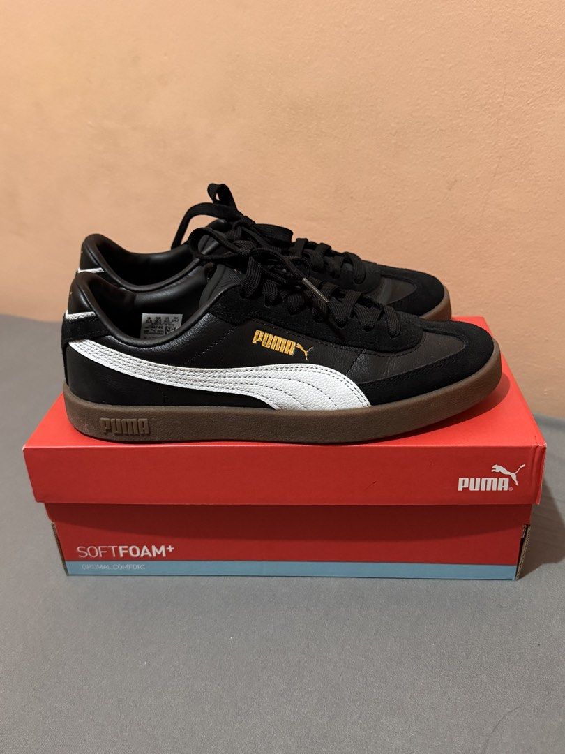 Puma Club II Era (Category: Sneakers) located in Manila. Submitted by riveracml (Listing ID 1434510220, Image 3). Description: - Puma Club II Era sneakers - Color: Black - Size: UK 5.5 / US 6.5 / EUR 38.5/ 24.5cm - Brown sole - Gold Puma logo - Used once - Includes original box.