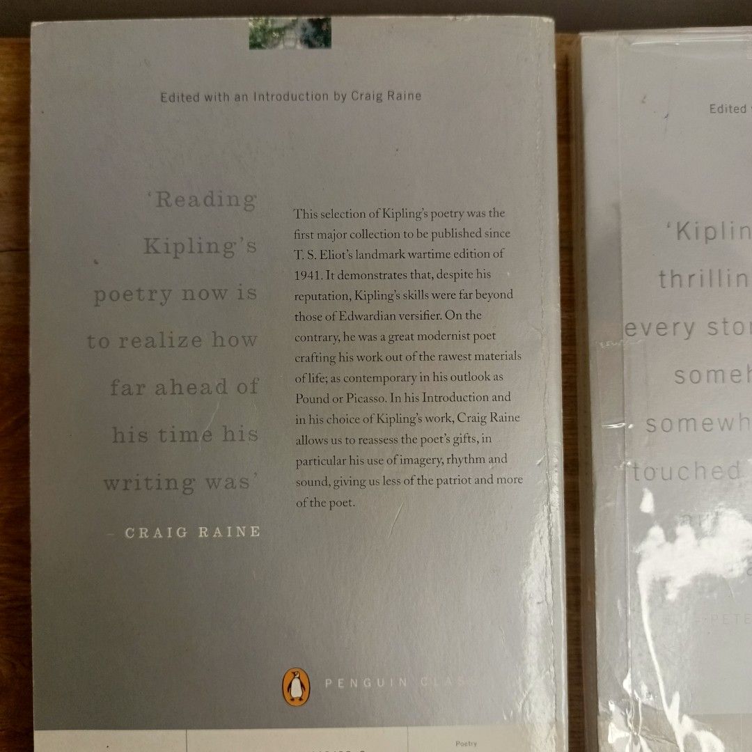Rudyard Kipling Penguin Classics Books (Category: Storybooks) located in Manila. Submitted by shelfenjoyment (Listing ID 1434561820, Image 2). Description: 349 to 549 each. Take all for 1000 pesos. Set of four Rudyard Kipling books from the Penguin Classics series. Includes "Selected Poetry", "Just So Stories", "Kim", and "The Jungle Play". The books feature various cover designs and are in English. Perfect for literature enthusiasts and collecto