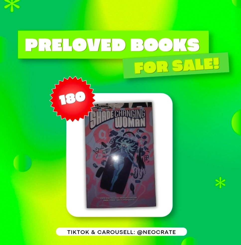 PRELOVED: Shade, The Changing Woman (DC Comics) (Category: Storybooks) located in Cebu City. Submitted by neocrate (Listing ID 1431520055, Image 1). Description: BOOK PRICE + SF Loc: Cebu MOP: GCash/GoTyme MOD: Flash Express/J&T Only accepting PAYO. No COD. SF to be shouldered by the buyer. Please send me a message for inquiries..