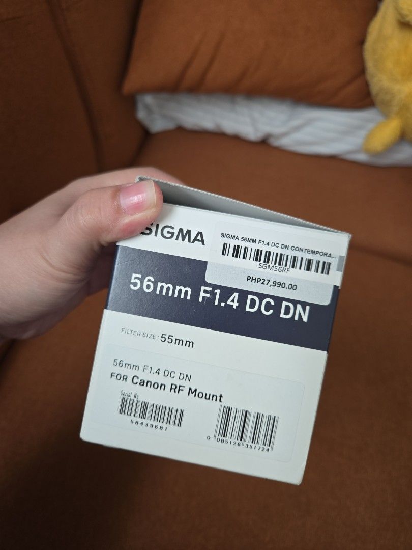 Sigma 56mm F.14 - CANON RF (Category: Lens & Kits) located in Las Pinas. Submitted by kthlndrm (Listing ID 1434392154, Image 2). Description: with box sigma 56mm 1.4 for canon rf well kept in dry cabinet.