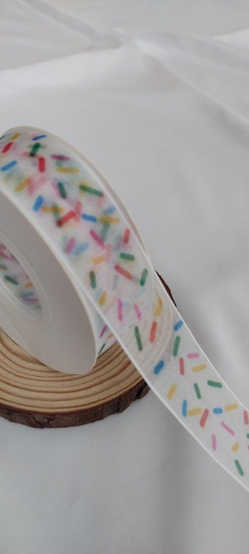 Sprinkle Ribon Colorful Sprinkle Pattern Sheer Organza Ribbon ( Width: 2.5cm, Length ...
